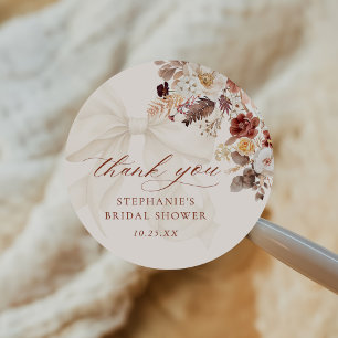 Herbstliche Blumen Hochzeit Brautparty mit weißer  Runder Aufkleber