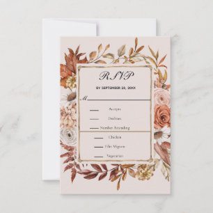 Herbstliche Blumen Hochzeit Elegant Formal RSVP Karte