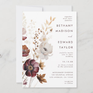 Herbstliche Blumen-Hochzeit im All-In-One-Stil Einladung