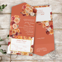 Herbstliche Blumen-Hochzeitseinladung