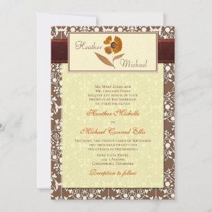 Herbstliche Blumen-Hochzeitseinladung Einladung