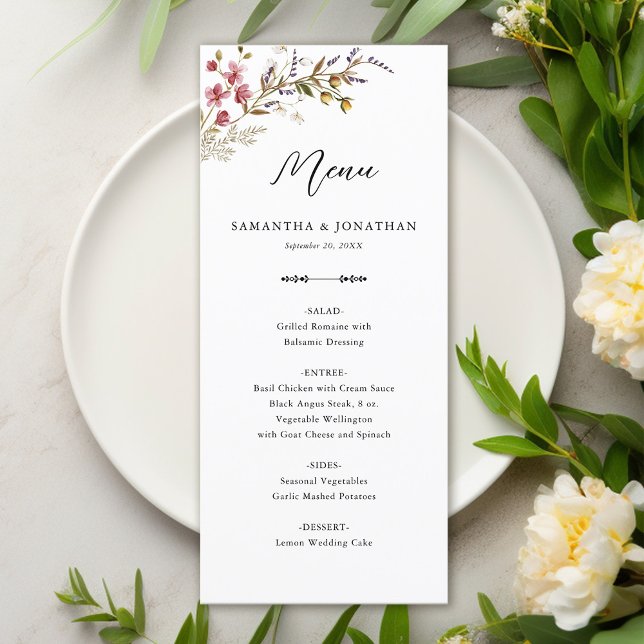 Herbstliche Blumen Hochzeitsempfang Menü Menükarte (Von Creator hochgeladen)