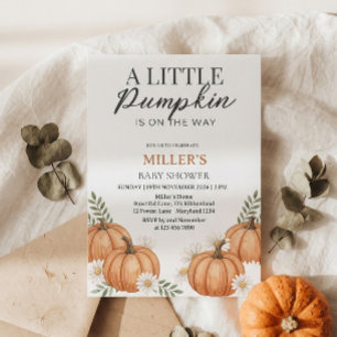 Herbstliche Blumen Kleine Kürbis Boho Baby Shower Einladung