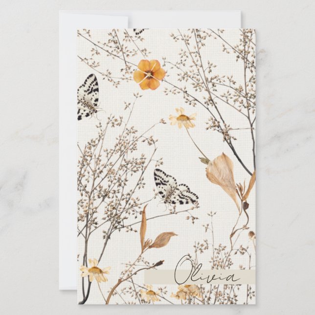 Herbstliche Blumen-Schmetterling-Papierblatt (Vorderseite)