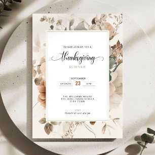 Herbstliche Blumen Thanksgiving-Dinner-Einladung Einladung