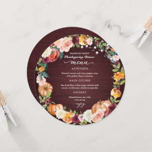 Herbstliche Blumen Thanksgiving-Dinner-Kreis-Speis Einladung