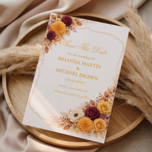 Herbstliche Blumen Warm Elegant Einladung