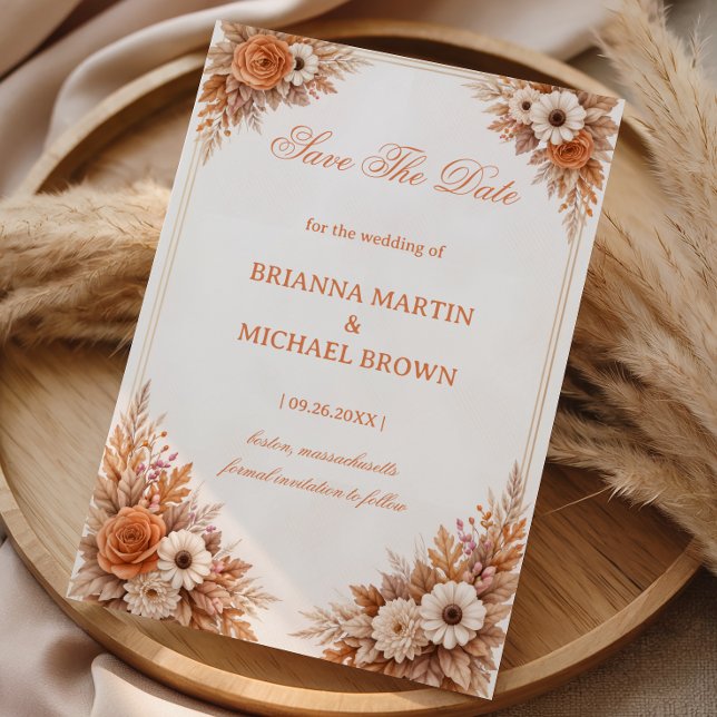 Herbstliche Blumenankündigung Save The Date (Von Creator hochgeladen)