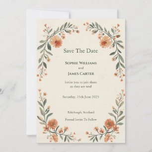Herbstliche Blumenbogen-Save-the-Date-Karte Einladung