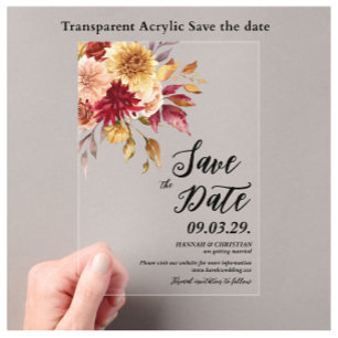 Herbstliche Blumeneinsparung zum Speichern des Ter Acryleinladungen