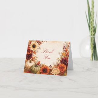 Herbstliche Blumengebinde-Kürbis-Dankeskarte Dankeskarte