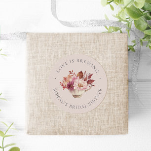 Herbstliche Blumengesteck-Teetasse Hochzeitsdusche Runder Aufkleber