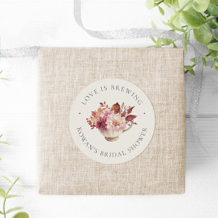 Herbstliche Blumengesteck-Teetasse Hochzeitsdusche Runder Aufkleber