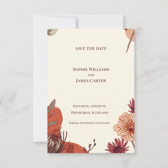 Herbstliche Blumenhochzeit - Sichert Euch den Term Save The Date (Vorderseite)