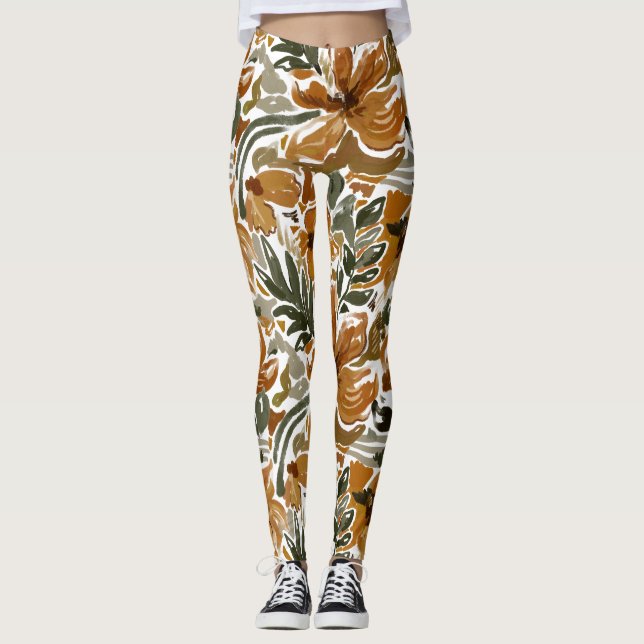 Herbstliche Blumenmuster im rustikalen Stil  Leggings (Vorderseite)