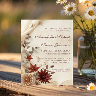 Herbstliche Blumenpracht & Leinen Hochzeit im Herb Einladung