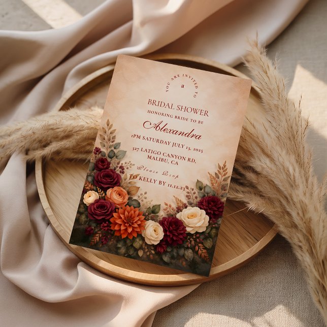 Herbstliche Blumenromanze Brautparty Einladung (Von Creator hochgeladen)