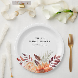 Herbstliche Blumige Boho-Brautparty Pappteller