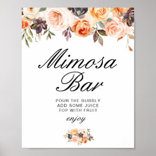 Herbstliche Blumige Hochzeitsdusche Mimosa-Bar-Sch Poster