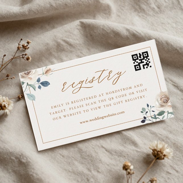 Herbstliche Blumige Hochzeitsdusche QR-Code Gesche Begleitkarte (Von Creator hochgeladen)