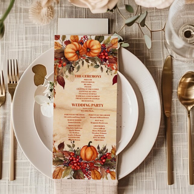 Herbstliche Blumige Kürbis-Rustikale Hochzeit  Programm (Von Creator hochgeladen)