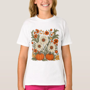 Herbstliche Blumige Kürbisfelder T-Shirt