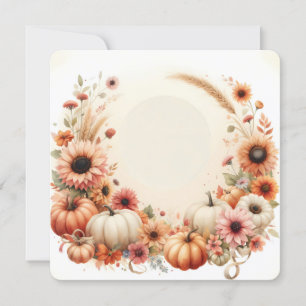 Herbstliche Blumige Kürbisse Hintergrund Einladung