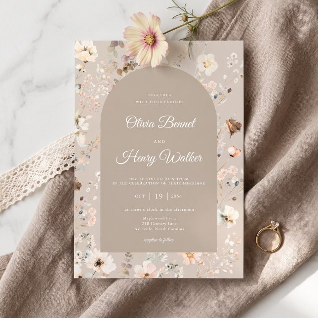 Herbstliche Blumige Rustikale Boho-Hochzeit Einladung (Von Creator hochgeladen)