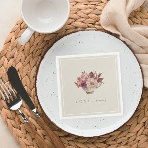 Herbstliche Blumige Teetasse - Liebe ist im Anflug Serviette
