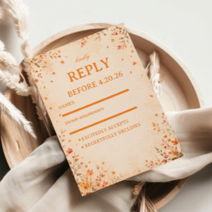 Herbstliche Botanische Elegante Rustikale RSVP Karte
