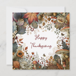 Herbstliche botanische Happy-Thanksgiving-Grußkart