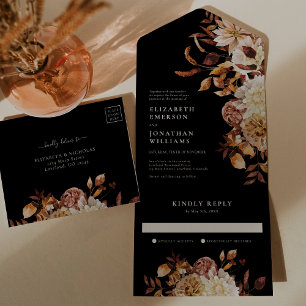 Herbstliche botanische Hochzeit - Alles-in-einem-E All In One Einladung