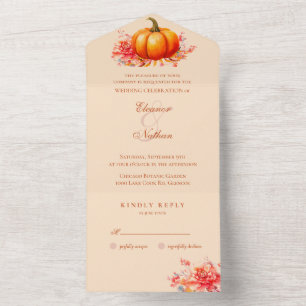 Herbstliche Botanische Hochzeit mit Kürbis All In One Einladung