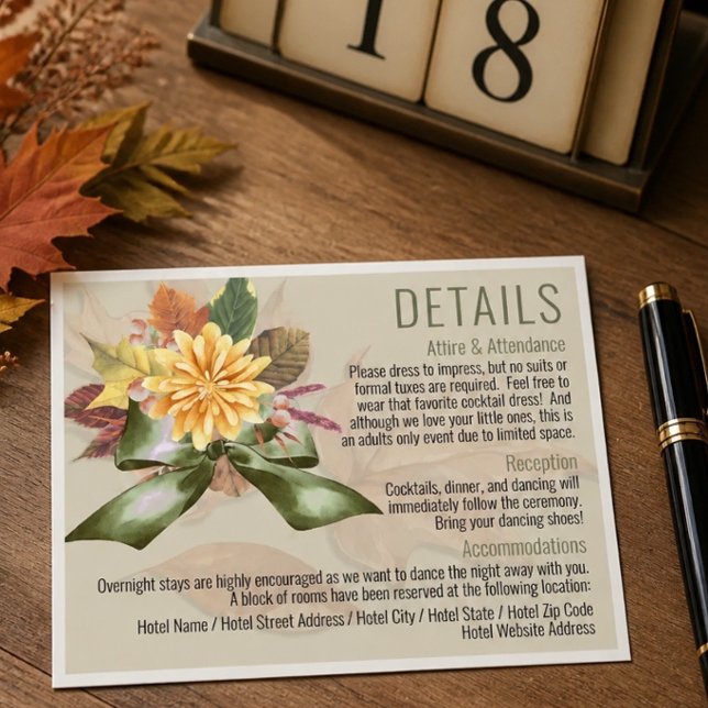 Herbstliche botanische Hochzeitsdetails Beilagekar (Von Creator hochgeladen)