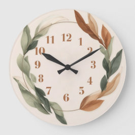Herbstliche botanische Wanduhr mit erdigen Blätter