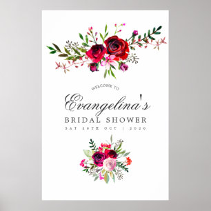 Herbstliche Brautparty Wasserfarben Floral Willkom Poster