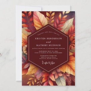 Herbstliche Burgunder-Hochzeit Einladung