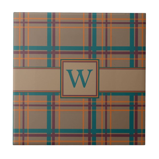 Herbstliche Chic-Plaid-Kachel Fliese (Vorderseite)