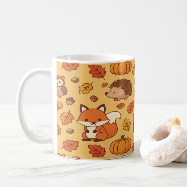 Herbstliche Cottagecore-Träume Natur Kaffeetasse (Mit Donut)