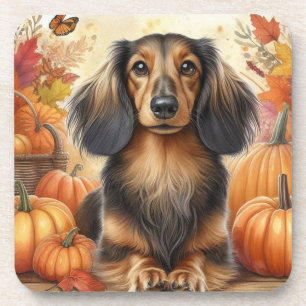 Herbstliche Dackel Freude: Herbst Untersetzer
