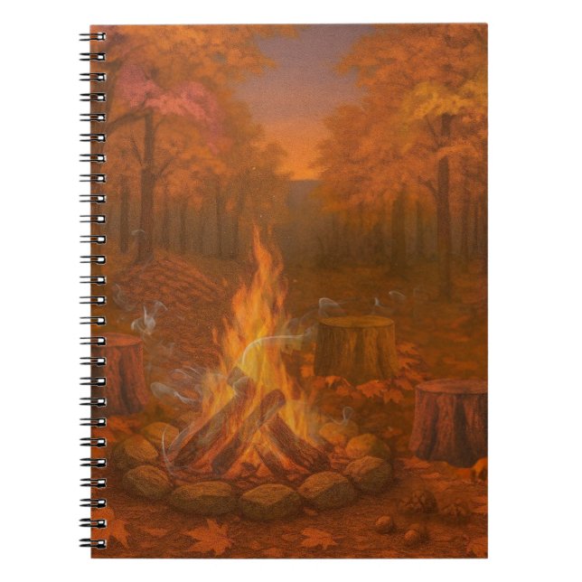 Herbstliche Dämmerung Lagerfeuer Notizblock (Vorderseite)