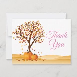 Herbstliche Dankeskarten mit Kürbis und Bäumen Dankeskarte