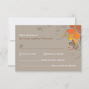 Herbstliche Deko floral Wirbel Hochzeitskarte RSVP