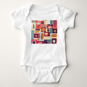 Herbstliche Dekorative Vintage-Hintergrundkunst Baby Strampler