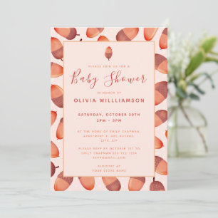 Herbstliche Eichel-Baby-Party Einladung