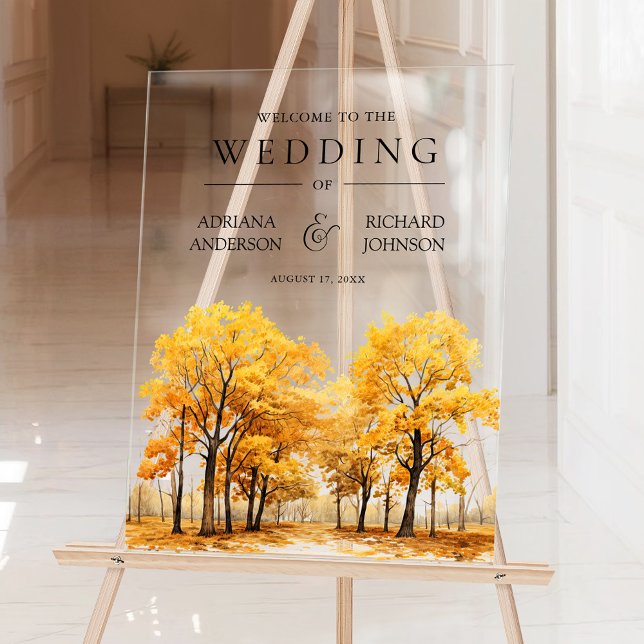 Herbstliche Eichenbäume Wald Hochzeit Willkommen Acrylschild (Von Creator hochgeladen)