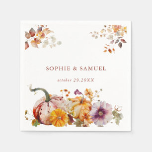Herbstliche elegante botanische Aquarell-Kürbisse Serviette