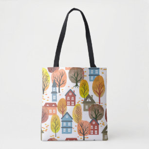 Herbstliche Eleganz: Aquarell Stadt und Bäume