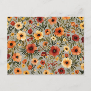 Herbstliche Eleganz Wasserfarben-Blumen in warmen  Postkarte