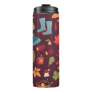 Herbstliche Elemente, dunkler Hintergrund, vintage Thermosbecher
